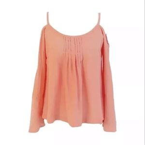 Nanette Lepore Cold Shoulder Top Long Bell Sleeves Orange Sz 2